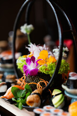Japanese Sushi Platter with Flowers