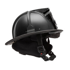 Fototapeta premium Png of closeup of a black firefighter helmet isolated on transparent background for protection during emergencies