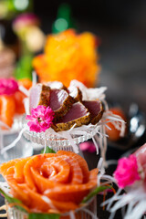 Salmon Sashimi Arrangement with Garnish