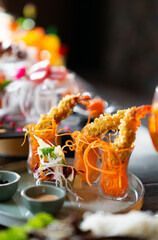 Crispy Tempura Shrimp with Carrot Garnish