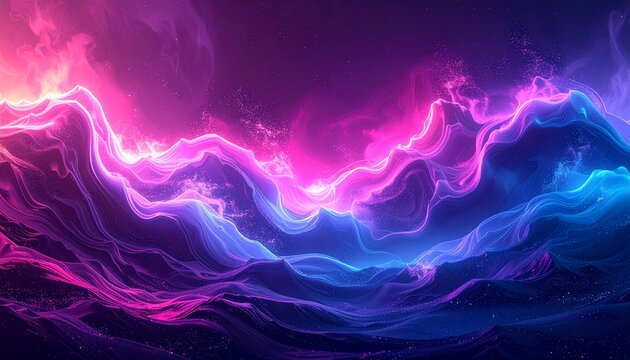 Dark purple pink blue color gradient background blurred neon color flow, grainy textu 