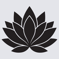 flower silhouette vector art illustration, black and white flower