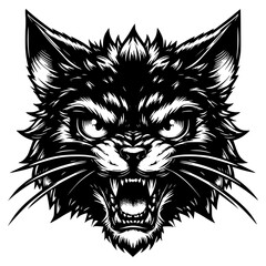 Angry faced cat vector image illustration