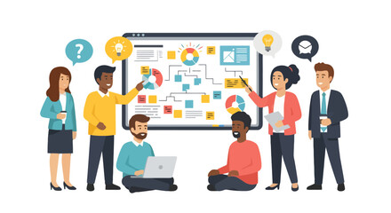 Fototapeta premium Business Team Collaboration: Group Presentation Discussing Project Planning and Strategy Analysis