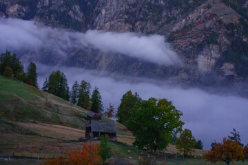 Herbstzeit im Kanton Wallis in der Schweiz