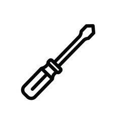 Screwdriver line icon, minimal outline symbol representing tool, repair, maintenance, or mechanical work concept