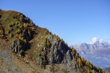 Herbstzeit im Kanton Wallis in der Schweiz