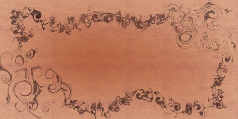 Vintage Textured Paper Background with Ornate Swirl Frame