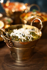 Saag Paneer in Brass Bowl – Traditional Indian Dish