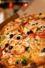 Fresh Vegetarian Pizza with Olives and Peppers