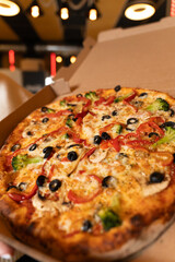 Fresh Vegetarian Pizza with Olives and Peppers