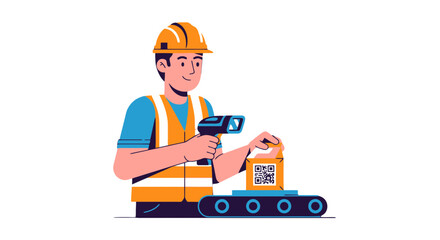 Fototapeta premium Digitization of Logistics: Scanning for Automation and Supply Chain Efficiency Illustration