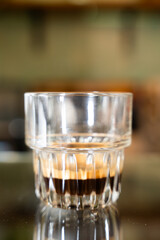Fresh espresso in glass