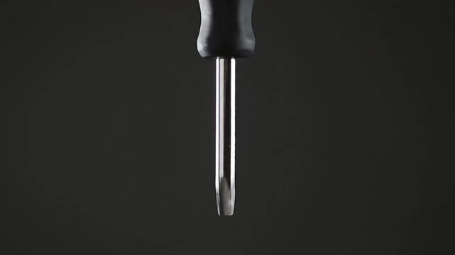 Close-up studio shot of a Phillips head screwdriver against a dark background.