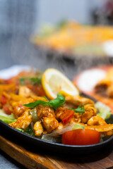 Steaming Chicken Fajitas with Vegetables