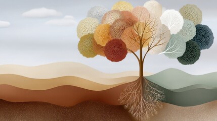 Employee engagement and satisfaction tree illustration nature digital art calm environment aesthetic viewpoint