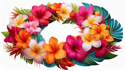 Vibrant Hawaiian Lei Tropical Flower Wreath Image Isolated On Transparent Background