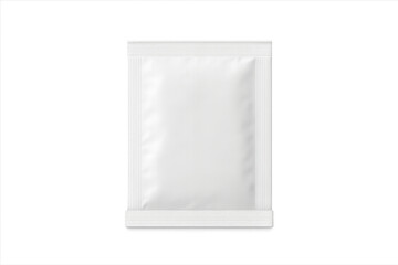 White blank sachet packaging template with transparent background