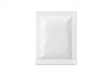 White blank sachet packaging template with transparent background