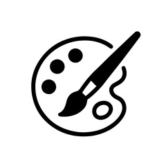 Paint Palette and Brush Icon &ndash; Art Creativity: Minimal outline icon of a paint palette with brush, representing art, painting, and creativity. Ideal for design, illustration, or education.