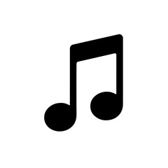 Music Note Icon: Clean black line icon of a musical note, symbolizing sound, rhythm, music industry, and creative entertainment design.