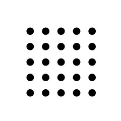 Minimal Dotted Grid Pattern Icon: Simple black dotted grid pattern icon. Ideal for design projects, backgrounds, or technology concepts.