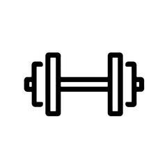 Dumbbell Icon Outline: Minimalist dumbbell icon in black outline representing fitness, exercise, and gym training concepts.