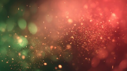 Fototapeta premium Retro film overly, image with scratch, dust and light leaks. Lens flare Christmas aesthetic banner concept in shades of red. Modern Xmas or new year, winter holidays design with copy space