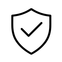 Shield Checkmark Line Icon – Security Assurance: Outline shield icon with a checkmark symbolizing safety, trust, and certified protection.