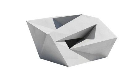 Abstract geometric sculpture isolated on transparent background