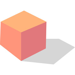 3D Isometric Peach And Pink Cube With Dark Shadow On White Background