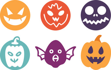 Fototapeta premium Halloween Pumpkins Clipart Set for Spooky Holiday Designs