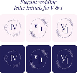 Elegant wedding initials for letters V & I