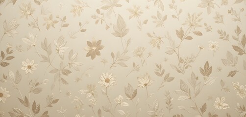 Elegant Beige Floral Wallpaper Pattern with Soft Botanical Design – Vintage Style Flower Background for Interior Walls, Home Decor, Fabric Prints, and Digital Art Projects