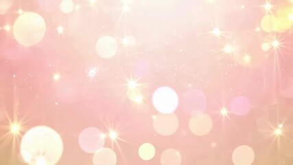 Soft Pink and Gold Bokeh Background, Floating Star Sparkles and Light Particles, Romantic Wedding Animation - Powered by Adobe