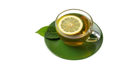 Lemon tea isolated on transparent background, a refreshing and healthy beverage option