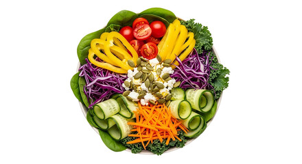 Colorful and fresh salad isolated on transparent background for healthy eating