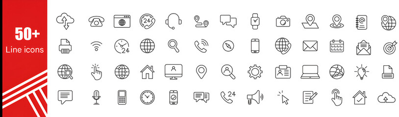 Set of Business Contact and Social Media Icons | Modern Web & Corporate Icon Pack