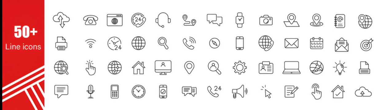Set of Business Contact and Social Media Icons | Modern Web & Corporate Icon Pack