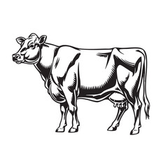 Cow Line Art Vector Illustration