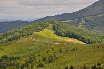 Obraz premium beautiful mountain landscape in the Bieszczady National Park; Bieszczady Mountains beauty in nature