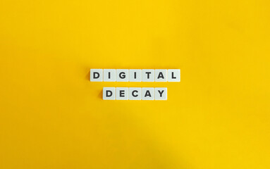Digital Decay Text on White Letter Tiles over Yellow Background