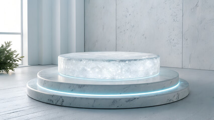 ice podium for cool product display. product advertisement background image
