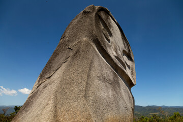 Palindo megalith, from unknown prehistoric megalithic cultures, is located in the Bada Valley, Central Sulawesi, Indonesia