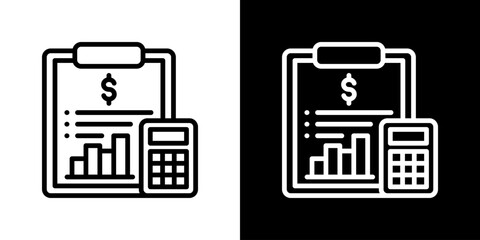 Income Statement  Icon Set. Clean Line Design With Light And Dark Versions For Versatile Use. 