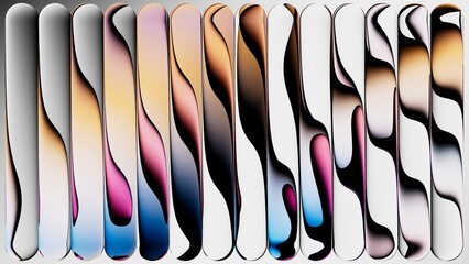 3d render. Abstract background. Refraction and reflection in vertical stripes of rippled glass....