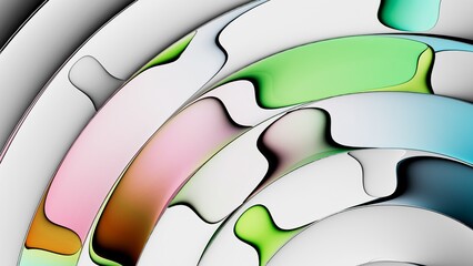 Abstract background, 3d rendering, design featuring smooth, curved radial lines and a fluid gradient of pastel colors