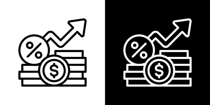Compound Interest  Icon Set. Clean Line Design With Light And Dark Versions For Versatile Use. 