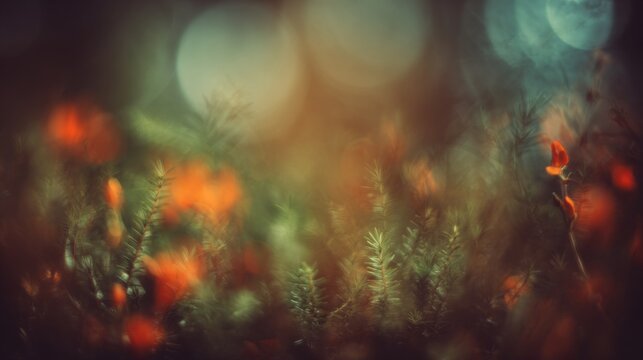 Blurred bokeh floral background light leak overlay. Soft flower bloom aesthetic. Vintage watercolor design for wedding cards, invitations. Spring or summer photo. Elegant minimalist radiography - Powered by Adobe