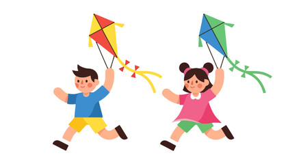 Joyful Children Flying Kites On A Black Background Happy Moments And Childhood Bliss